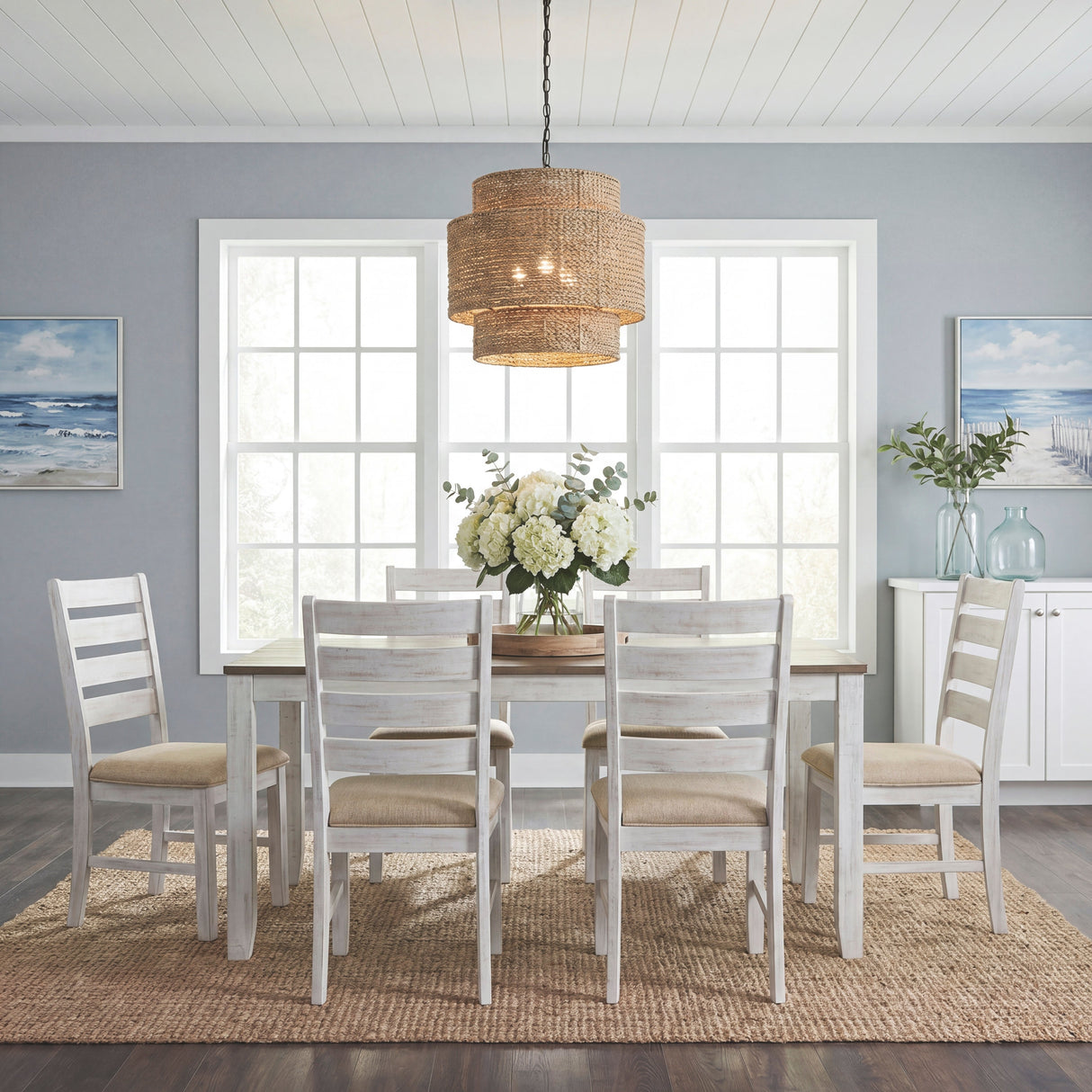 Blair Farm Grayish White/Brown 7-Piece Dining Room Set by Homelegance at Eve Furniture