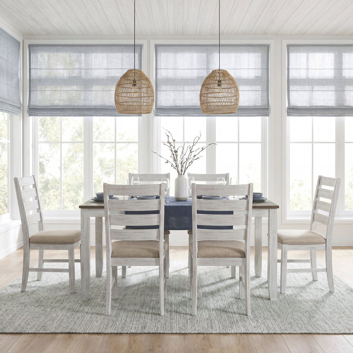 Blair Farm Grayish White/Brown 7-Piece Dining Room Set by Homelegance at Eve Furniture