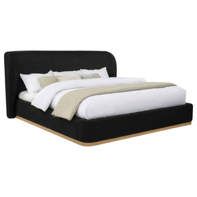 Blaire Black Upholstered Eastern King Wingback Platform Bed by Coaster at Eve Furniture