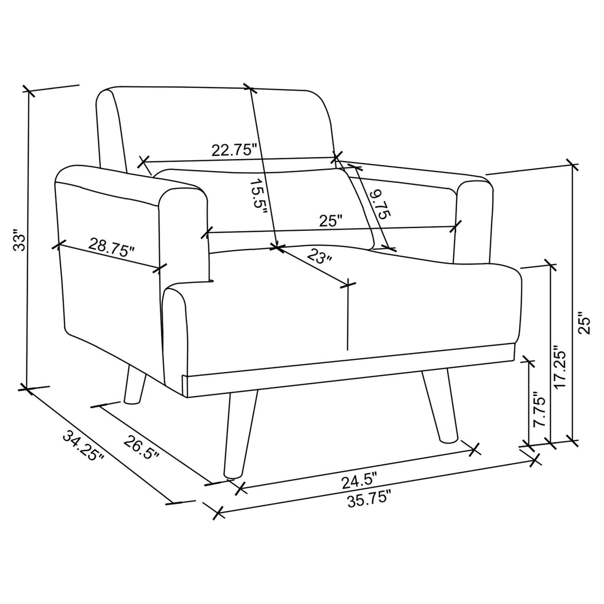 Blake 3-Piece Upholstered Living Room Set with Track Arms Sharkskin/Dark Brown