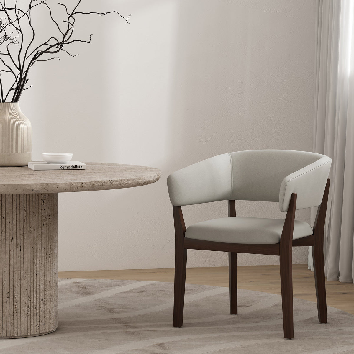 Blake Dining Armchair in Greige by Manhattan Comfort at Eve Furniture
