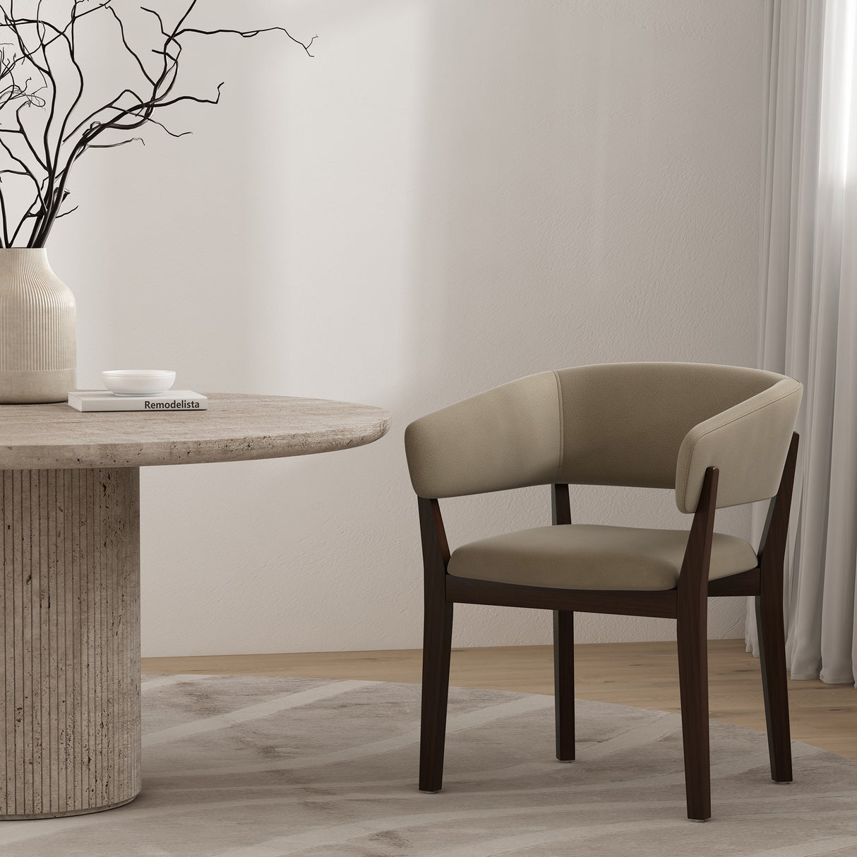 Blake Dining Armchair in Linen by Manhattan Comfort at Eve Furniture