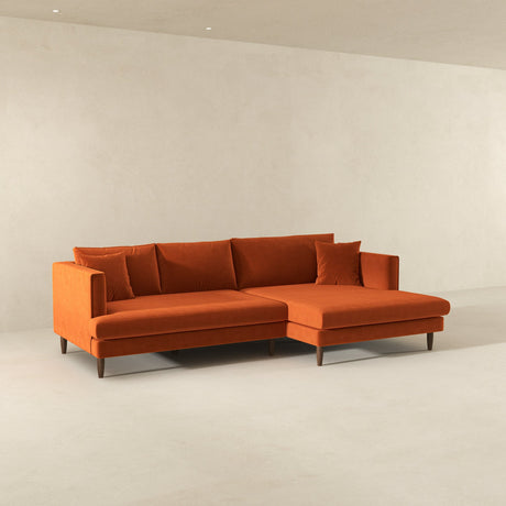 Blake L-Shaped Burnt Orange Velvet Right-Facing Sectional Sofa by Ashcroft Imports at Eve Furniture