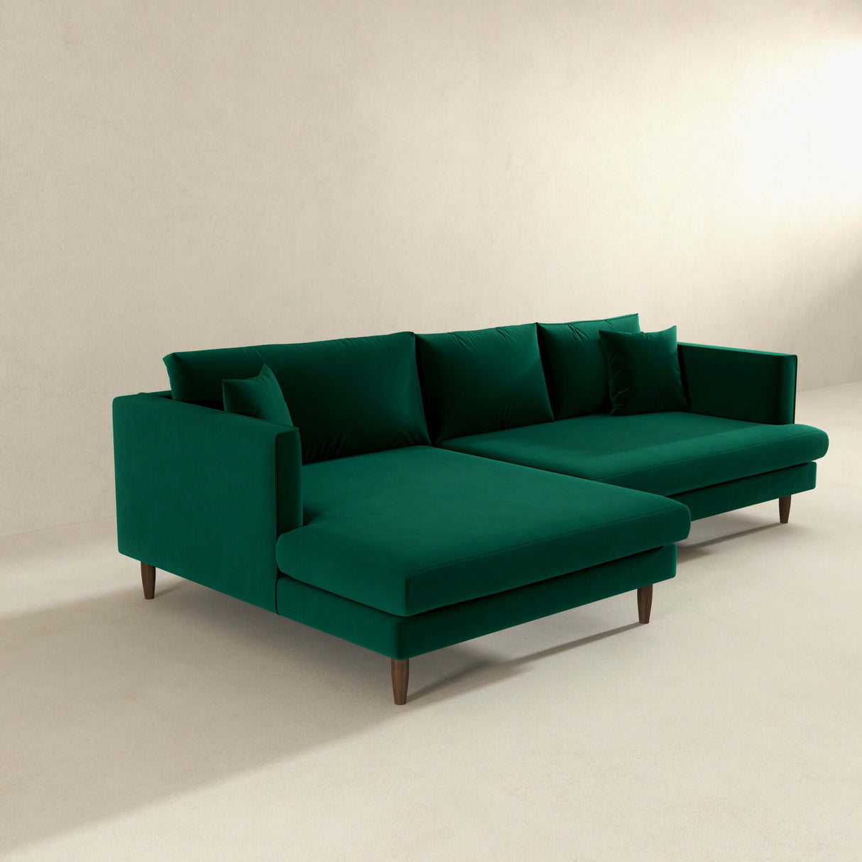Blake L-Shaped  Sectional Sofa Green Velvet / Left Facing