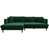 Blake L-Shaped  Sectional Sofa Green Velvet / Right Facing