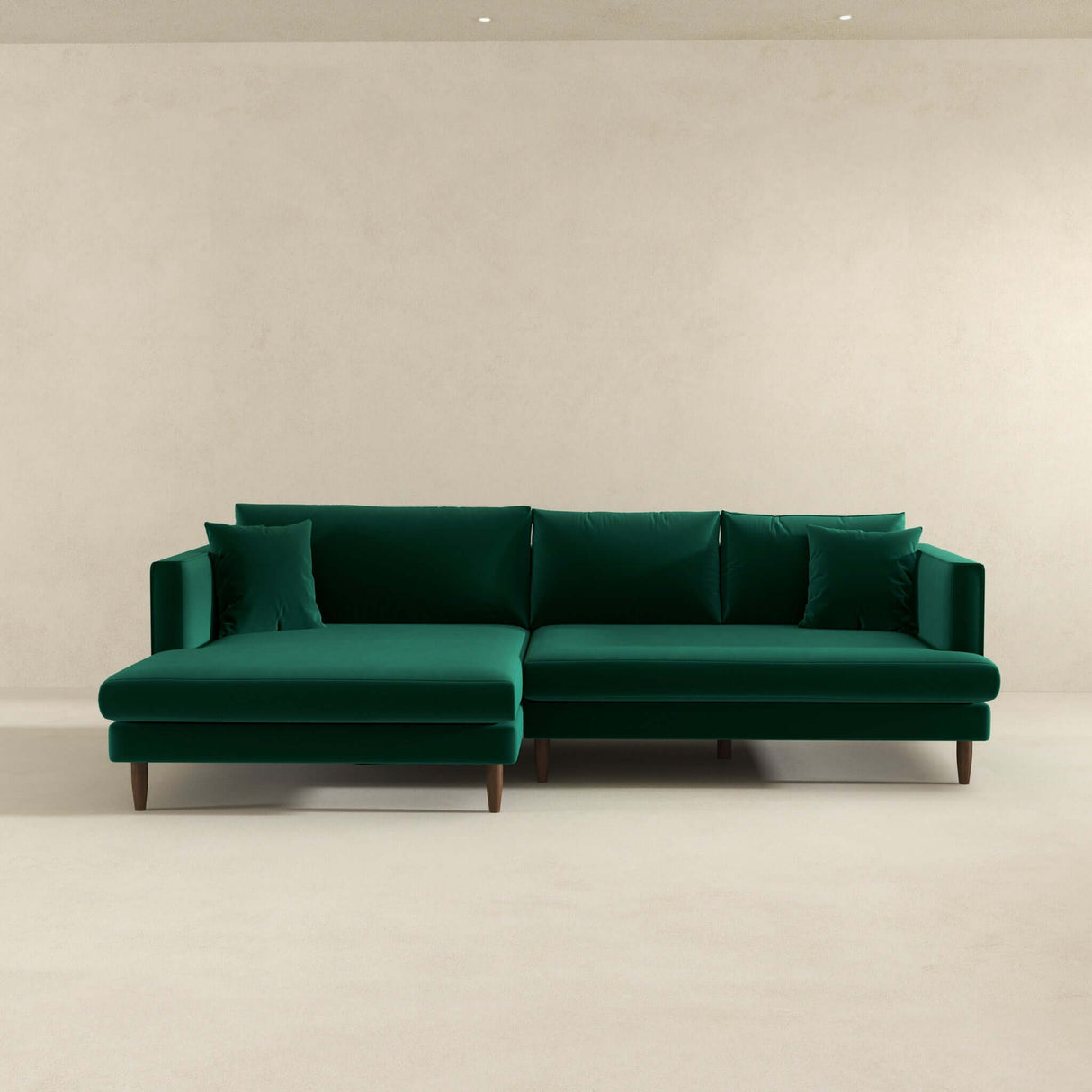 Blake L-Shaped  Sectional Sofa Green Velvet / Right Facing