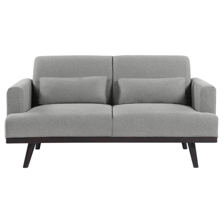 Blake Upholstered Loveseat with Track Arms Sharkskin/Dark Brown