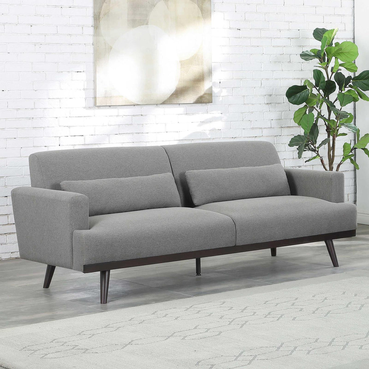 Blake Upholstered Sofa with Track Arms Sharkskin/Dark Brown