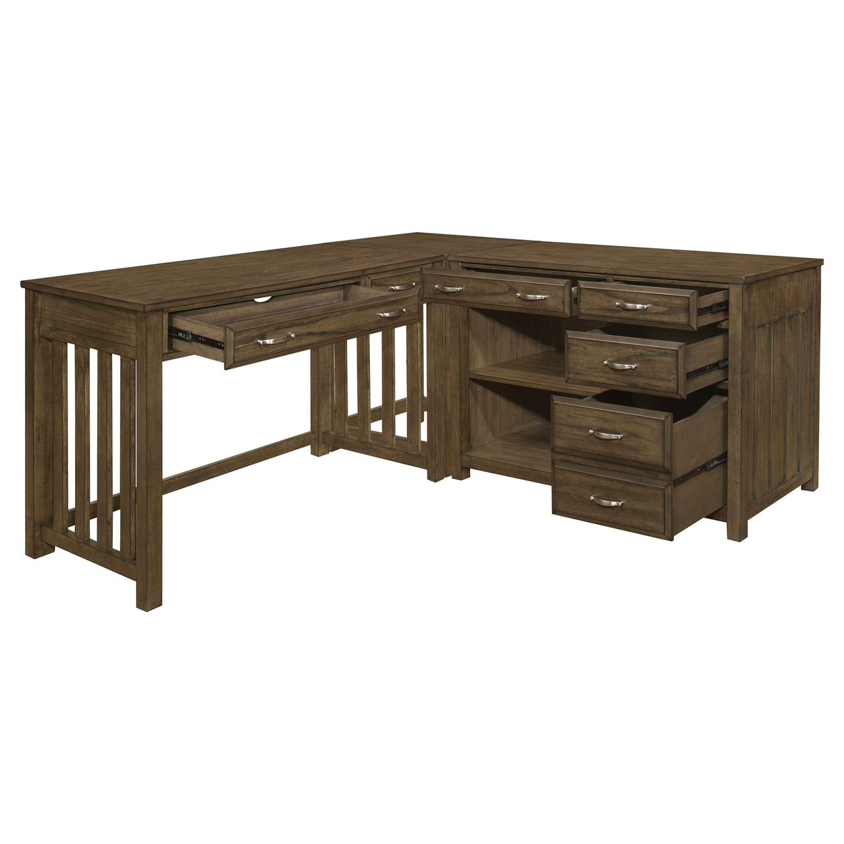 Blanche Brown Gray 3-Piece Corner Desk