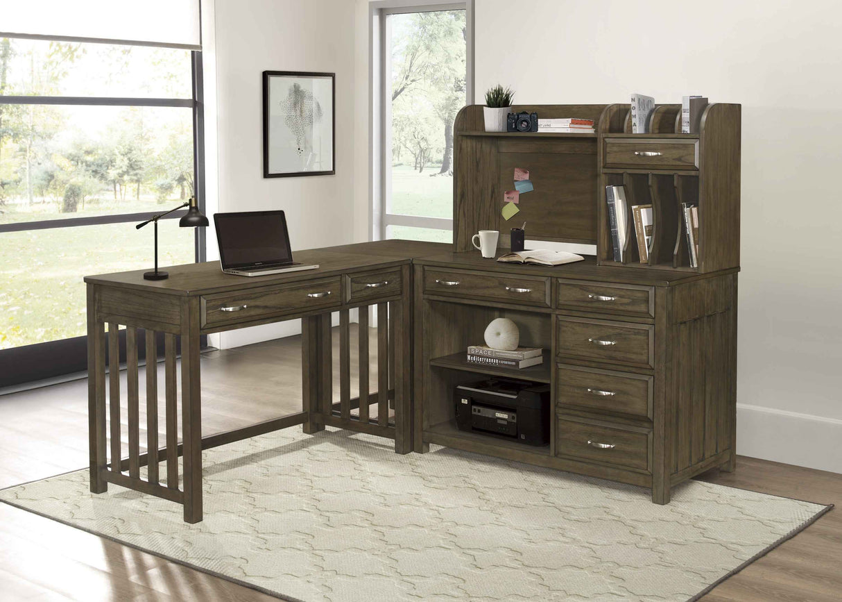 Blanche Brown Gray 3-Piece Corner Desk