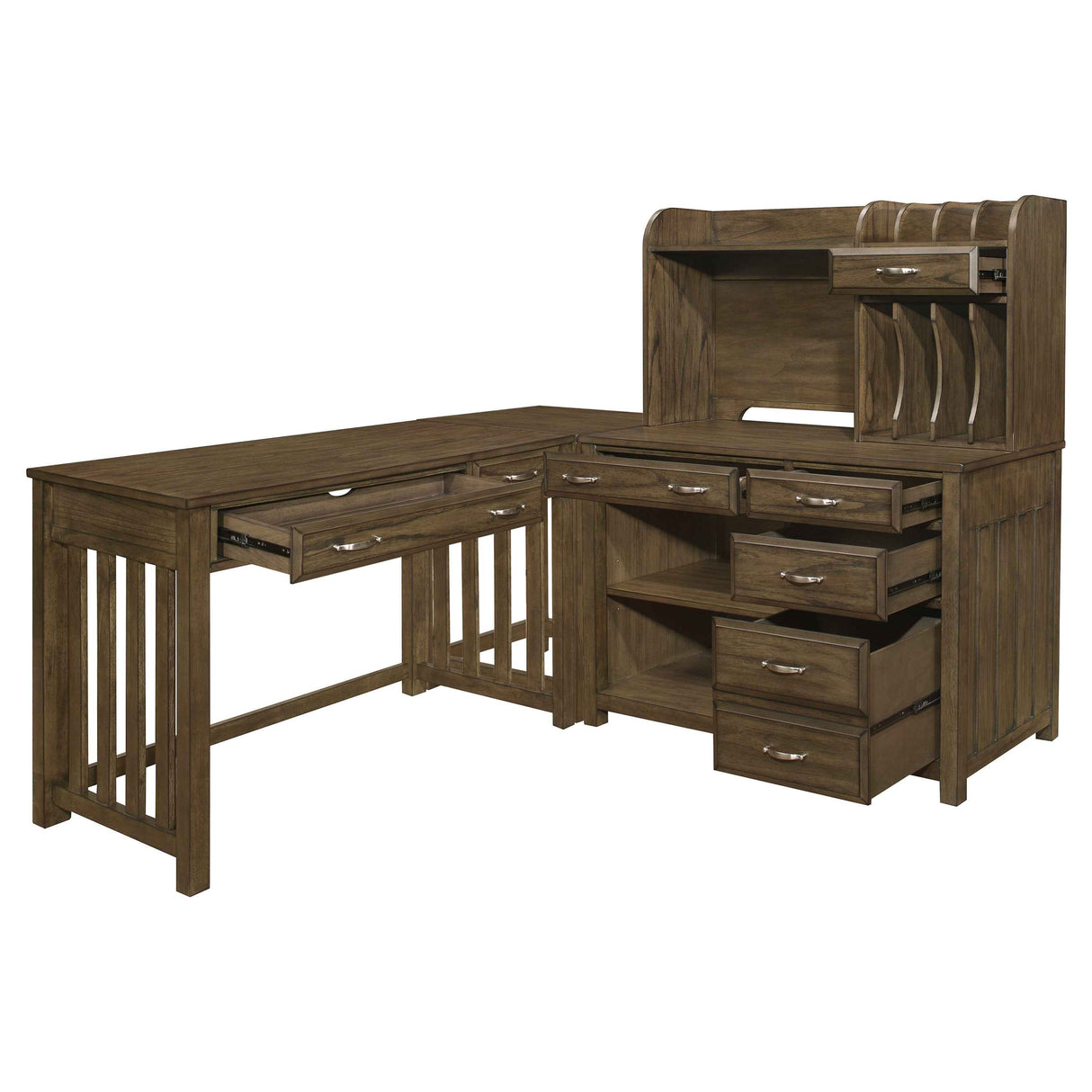 Blanche Brown Gray 4-Piece Corner Desk