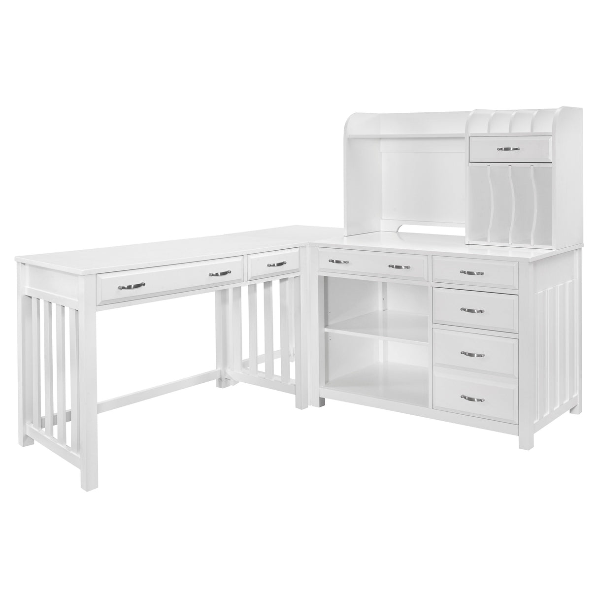 Blanche White 4-Piece Corner Desk