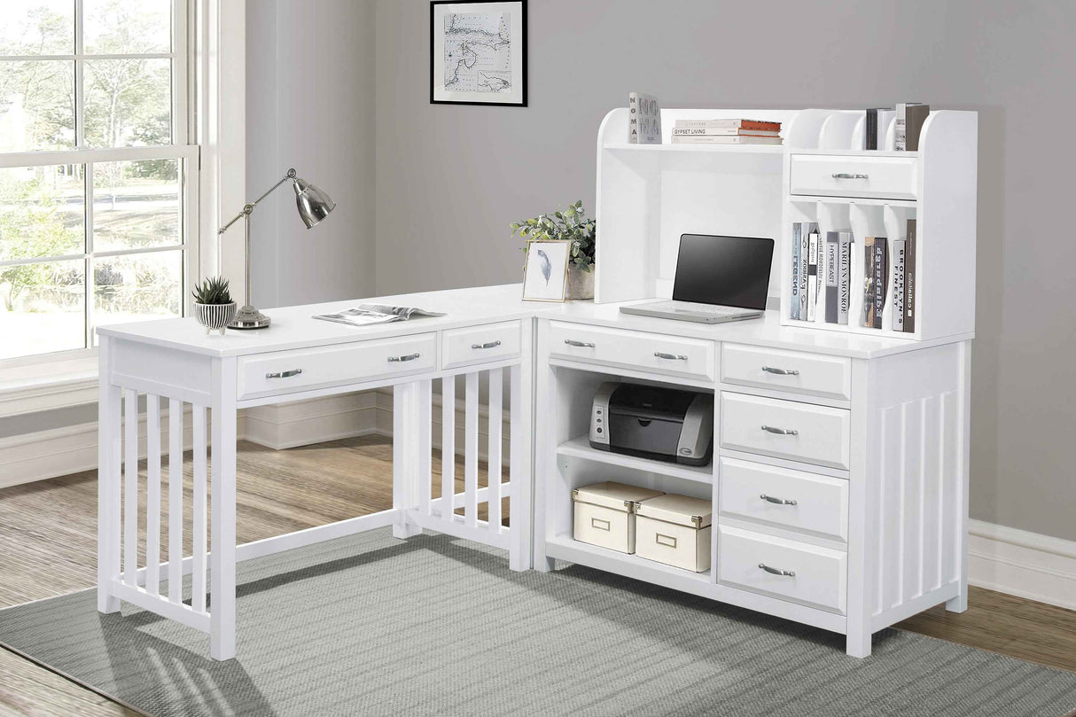 Blanche White 4-Piece Corner Desk