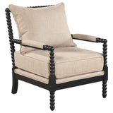 Blanchett Beige/Black Upholstered Bobbin Accent Chair by Coaster at Eve Furniture