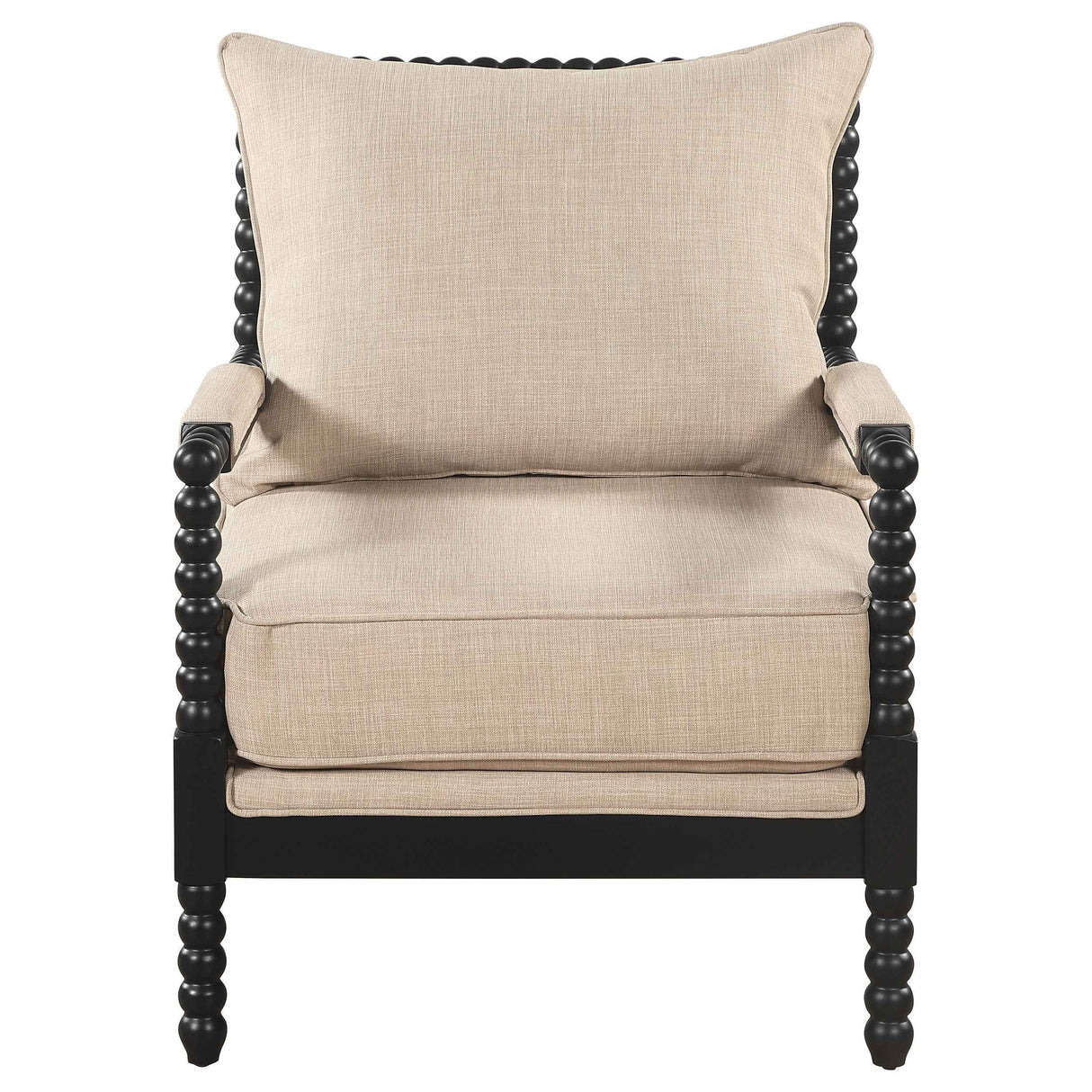 Blanchett Beige/Black Upholstered Bobbin Accent Chair by Coaster at Eve Furniture
