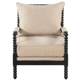 Blanchett Beige/Black Upholstered Bobbin Accent Chair by Coaster at Eve Furniture