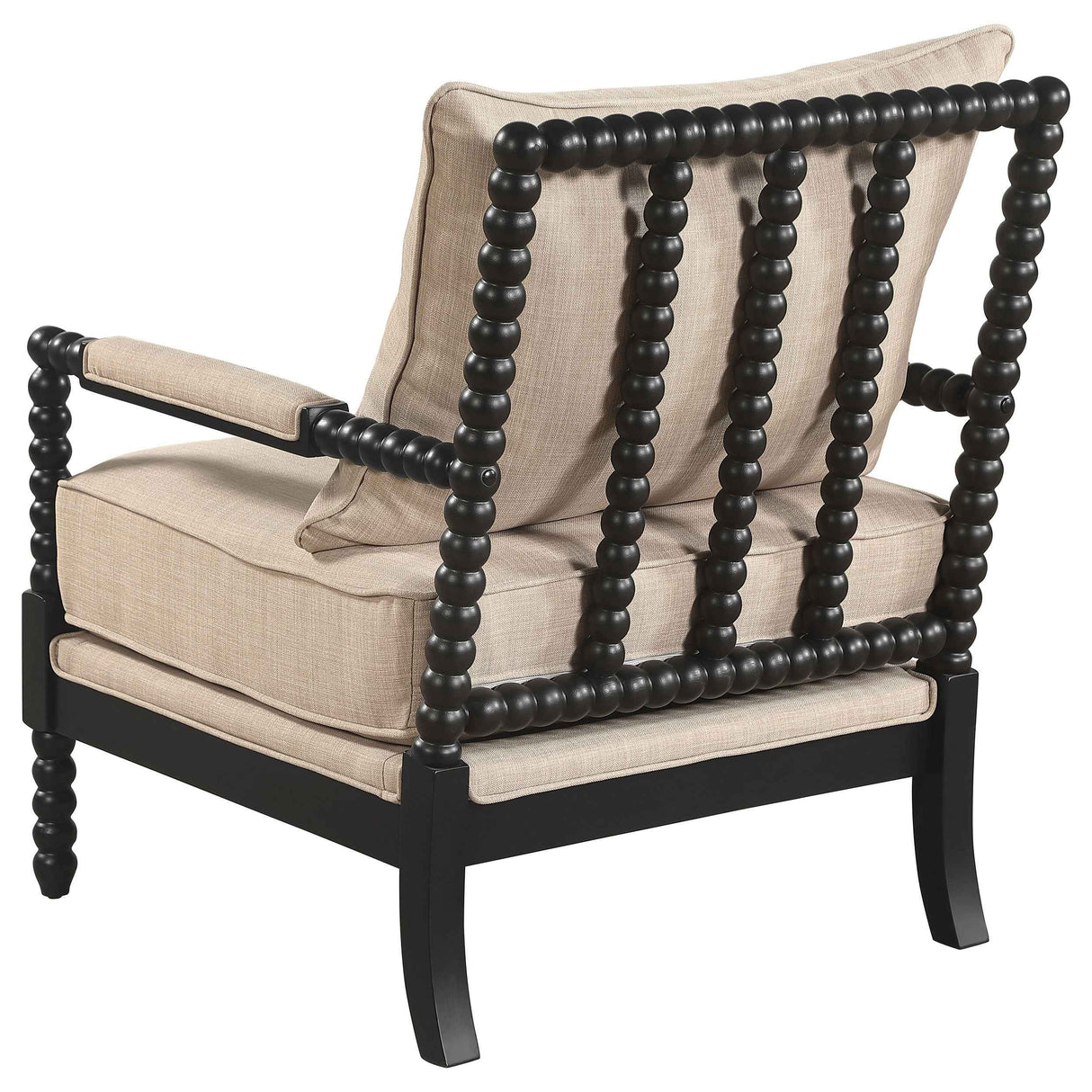 Blanchett Beige/Black Upholstered Bobbin Accent Chair by Coaster at Eve Furniture