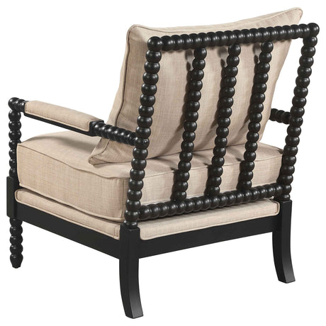 Blanchett Beige/Black Upholstered Bobbin Accent Chair by Coaster at Eve Furniture