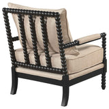 Blanchett Beige/Black Upholstered Bobbin Accent Chair by Coaster at Eve Furniture