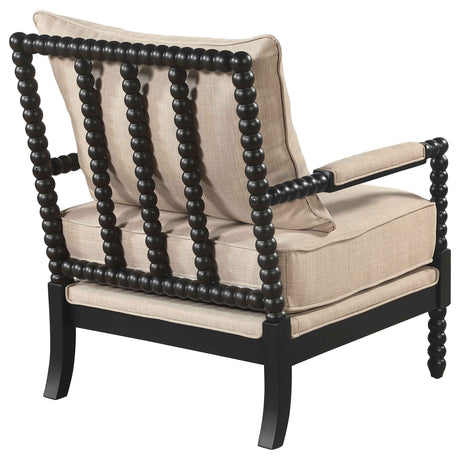 Blanchett Beige/Black Upholstered Bobbin Accent Chair by Coaster at Eve Furniture