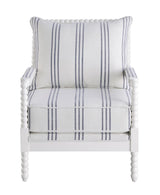 Blanchett White/Navy Upholstered Accent Chair with Spindle Accent