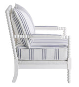 Blanchett White/Navy Upholstered Accent Chair with Spindle Accent