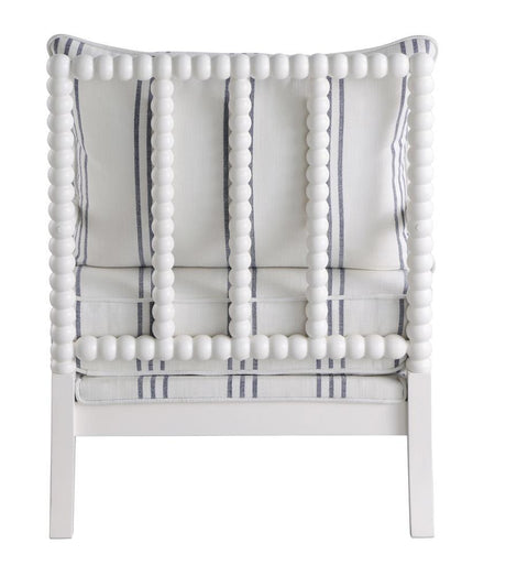Blanchett White/Navy Upholstered Accent Chair with Spindle Accent by Coaster at Eve Furniture