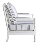 Blanchett White/Navy Upholstered Accent Chair with Spindle Accent by Coaster at Eve Furniture