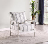Blanchett White/Navy Upholstered Accent Chair with Spindle Accent by Coaster at Eve Furniture