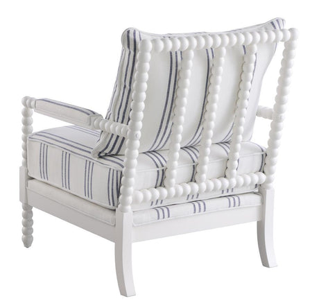 Blanchett White/Navy Upholstered Accent Chair with Spindle Accent by Coaster at Eve Furniture