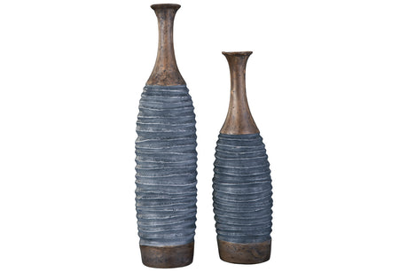 BLAYZE Antique Gray/Brown Vase by Ashley at Eve Furniture