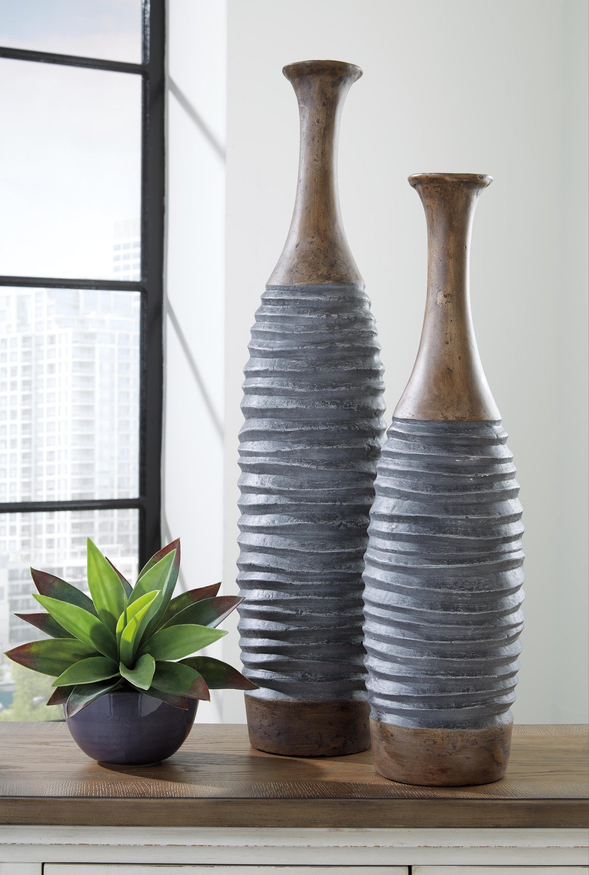 BLAYZE Antique Gray/Brown Vase by ASHLEY FURNITURE at Eve Furniture