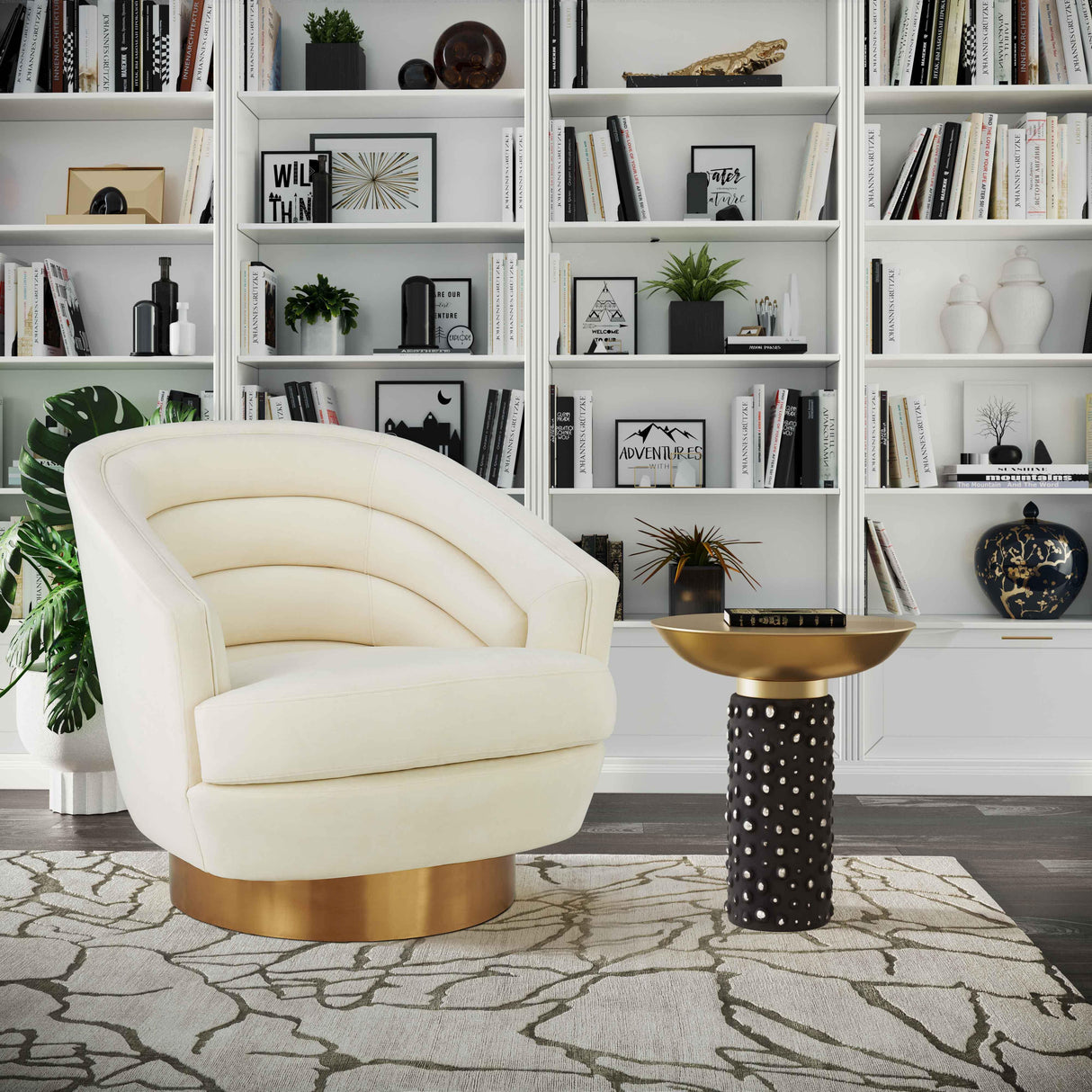 Blaze Glass and Brass Side Table by TOV Furniture at Eve Furniture