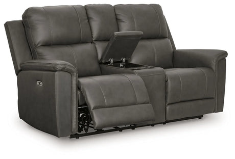 Bleckley Anchor Power Reclining Loveseat With Console / Adjustable Headrest by Ashley at Eve Furniture