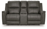 Bleckley Anchor Power Reclining Loveseat With Console / Adjustable Headrest by Ashley at Eve Furniture
