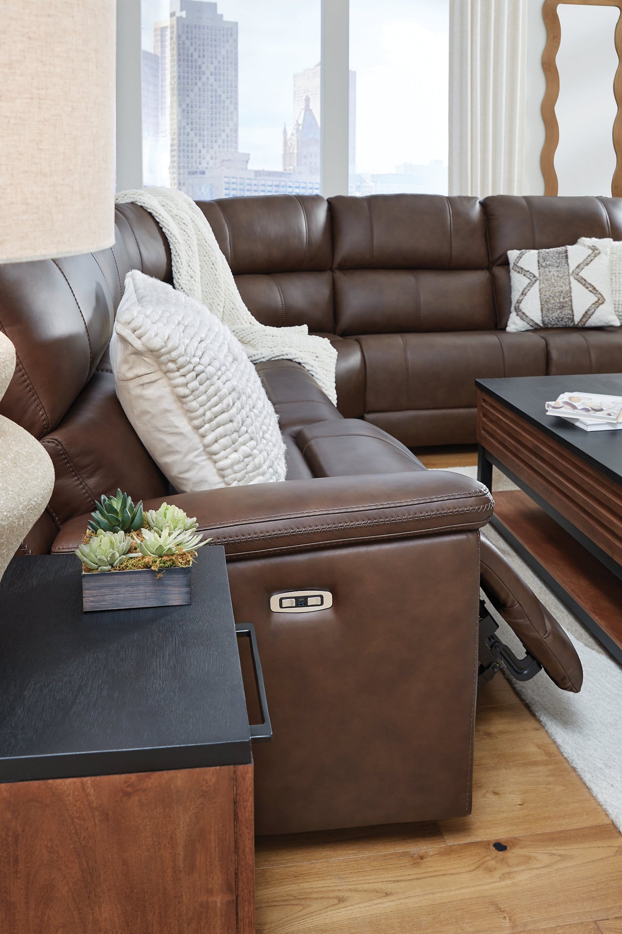 Bleckley Espresso 5-Piece Power Reclining Sectional by Ashley at Eve Furniture