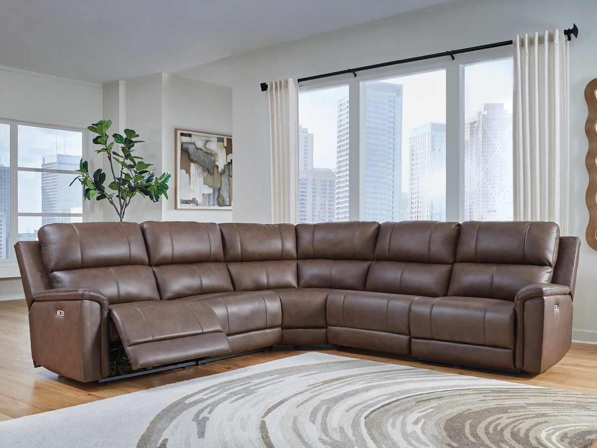 Bleckley Espresso 5-Piece Power Reclining Sectional by Ashley at Eve Furniture