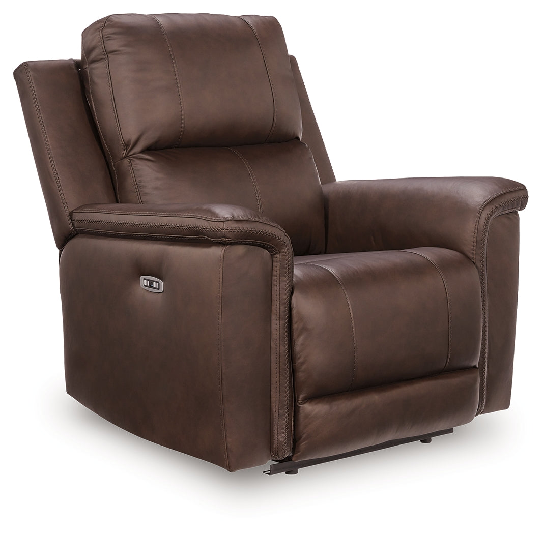 Bleckley Espresso Power Recliner with ADJ Headrest by Ashley at Eve Furniture