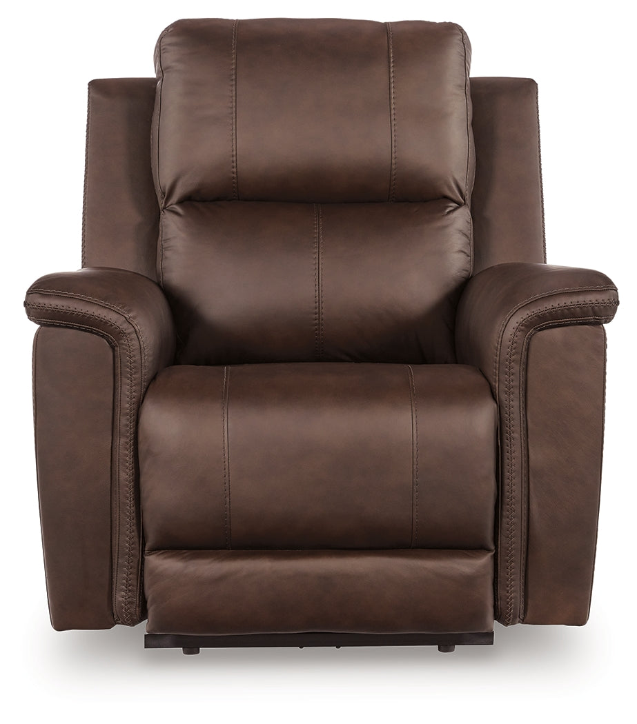 Bleckley Espresso Power Recliner with ADJ Headrest by Ashley at Eve Furniture