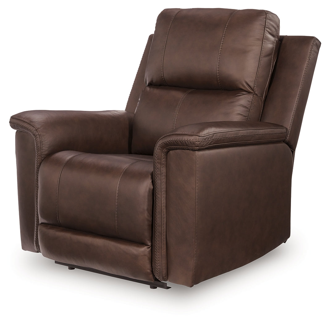 Bleckley Espresso Power Recliner with ADJ Headrest by Ashley at Eve Furniture