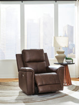 Bleckley Espresso Power Recliner with ADJ Headrest by Ashley at Eve Furniture
