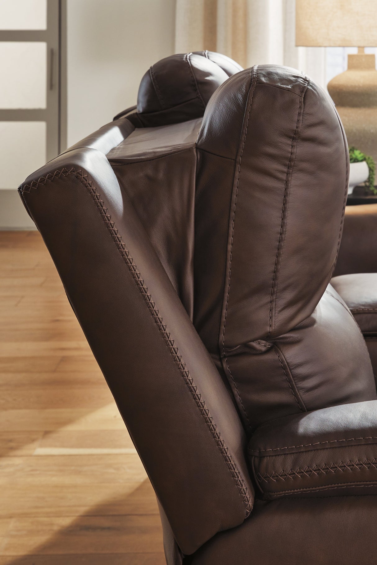 Bleckley Espresso Power Recliner with ADJ Headrest by Ashley at Eve Furniture