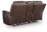 Bleckley Espresso Power Reclining Loveseat with ADJ Headrest by Ashley at Eve Furniture