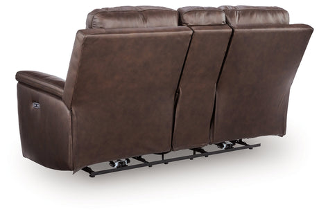 Bleckley Espresso Power Reclining Loveseat with ADJ Headrest by Ashley at Eve Furniture