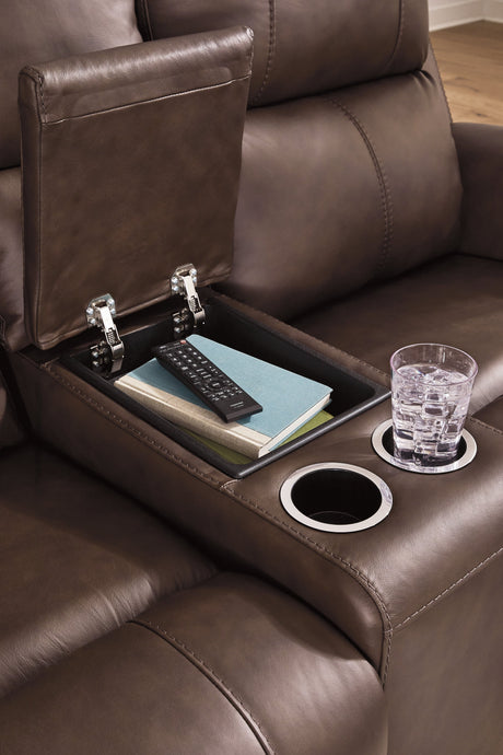 Bleckley Espresso Power Reclining Sofa and Loveseat by Ashley at Eve Furniture