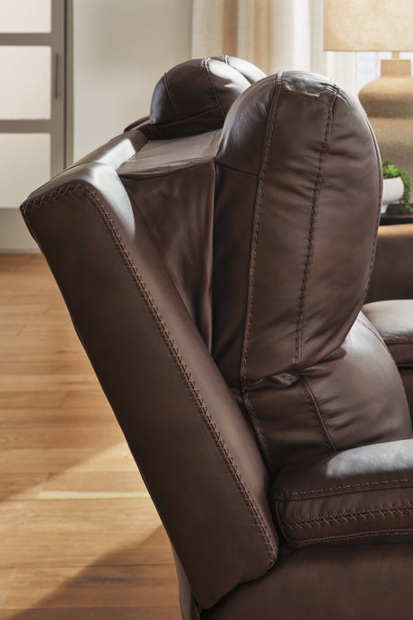 Bleckley Espresso Power Reclining Sofa and Loveseat by Ashley at Eve Furniture