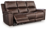 Bleckley Espresso Power Reclining Sofa with ADJ Headrest by Ashley at Eve Furniture