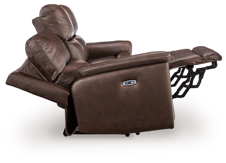 Bleckley Espresso Power Reclining Sofa with ADJ Headrest by Ashley at Eve Furniture