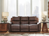 Bleckley Espresso Power Reclining Sofa with ADJ Headrest by Ashley at Eve Furniture
