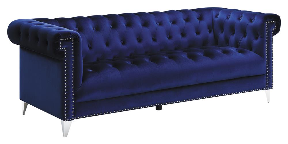 Bleker 2-Piece Tuxedo Arm Living Room Set Blue